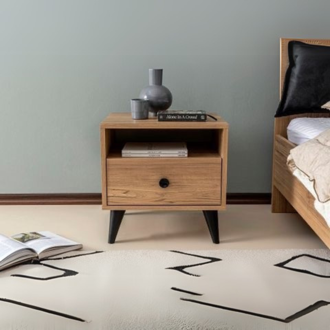Compact Commode – Wooden & Black, 40x40cm