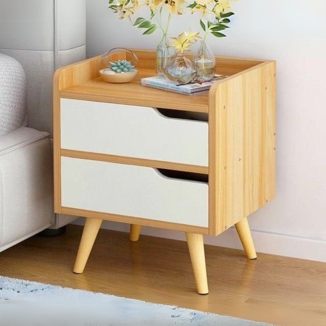 Compact Commode – Wooden & White, 40x40cm