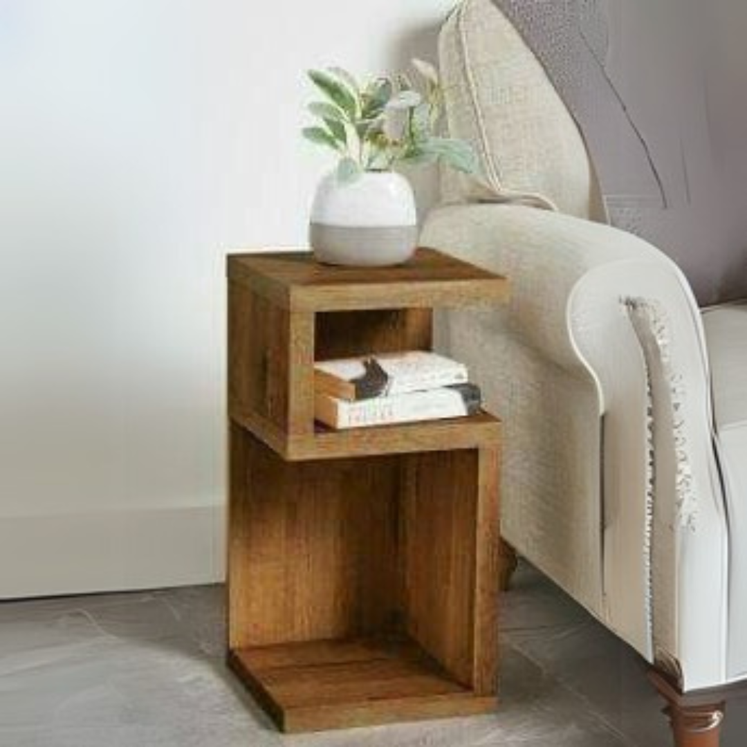 Compact Side Table – Wooden, 25x25cm