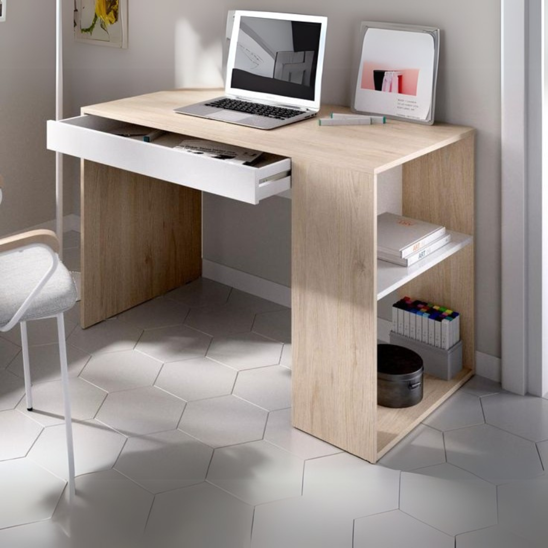 Office Desk – Wooden & White, 100x50cm