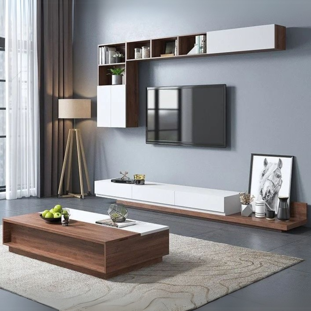 Table Set – White & Wooden, 200x40cm