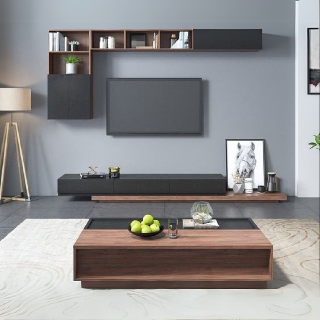 Table Set – Black & Wooden, 200x40cm
