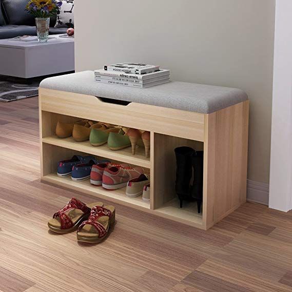 Slim Shoe Rack – Wooden & Grey, 80x40cm