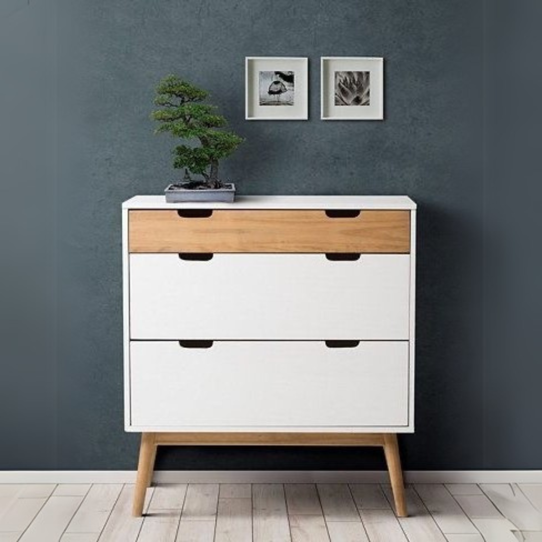 Slim Shoe Rack – White & Wooden, 80x40cm