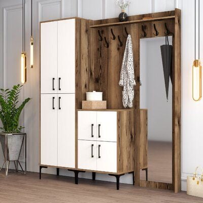 Large Shoe Rack – Wooden & White, 200x40cm