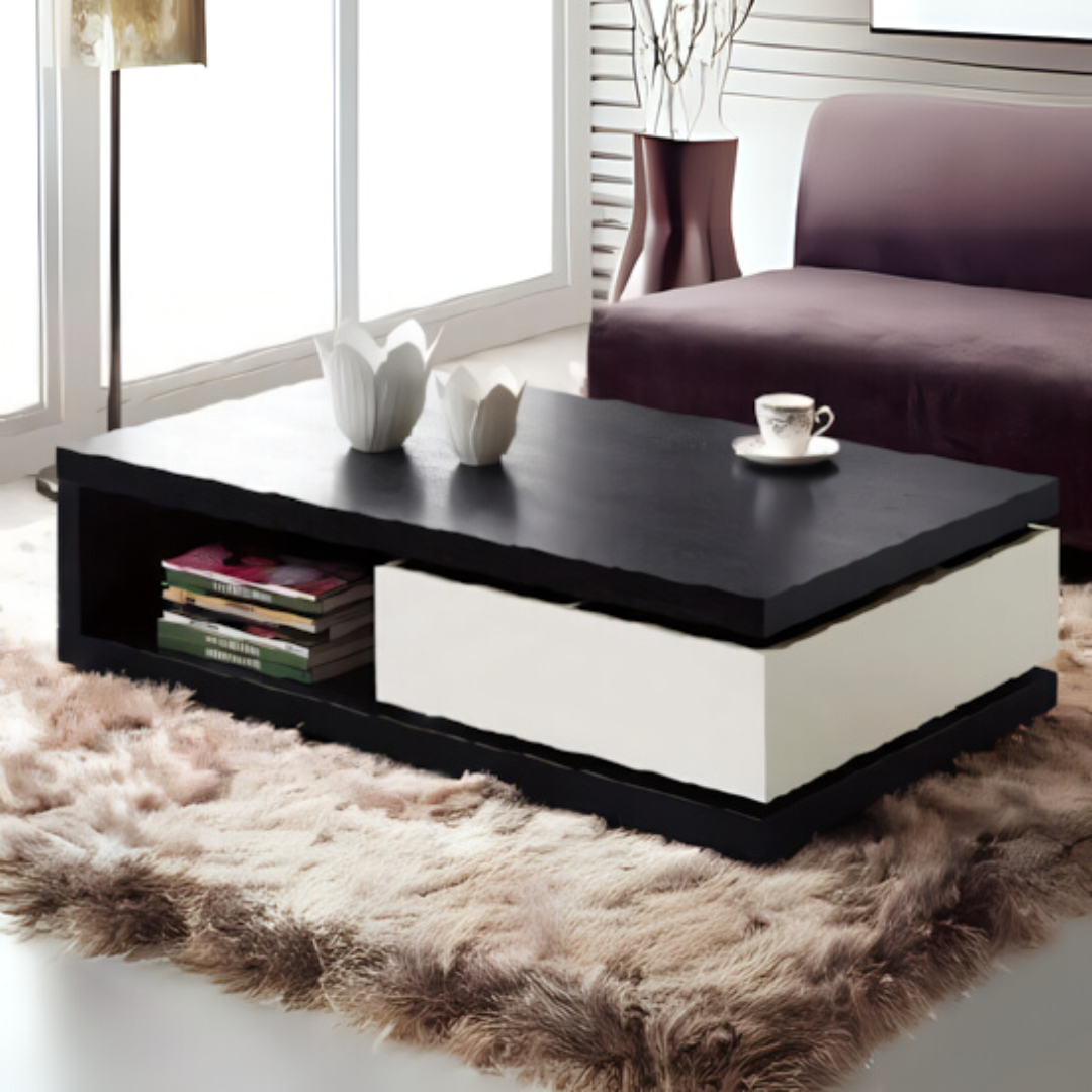 Large Side Table – Black & White, 100x50cm