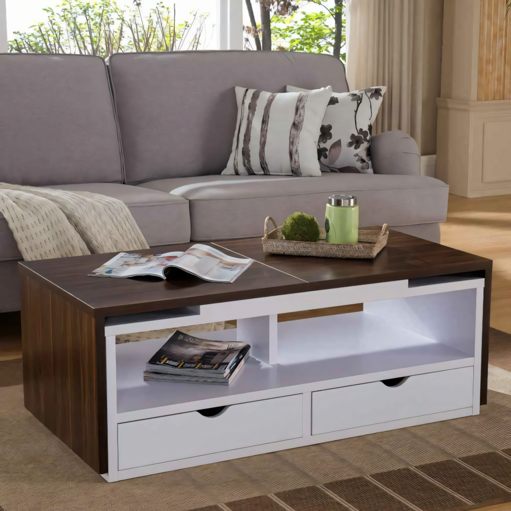 Large Side Table – Brown & WHite, 100x50cm