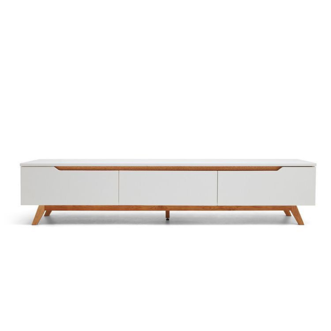 Large TV Unit – White & Wooden, 180x40cm
