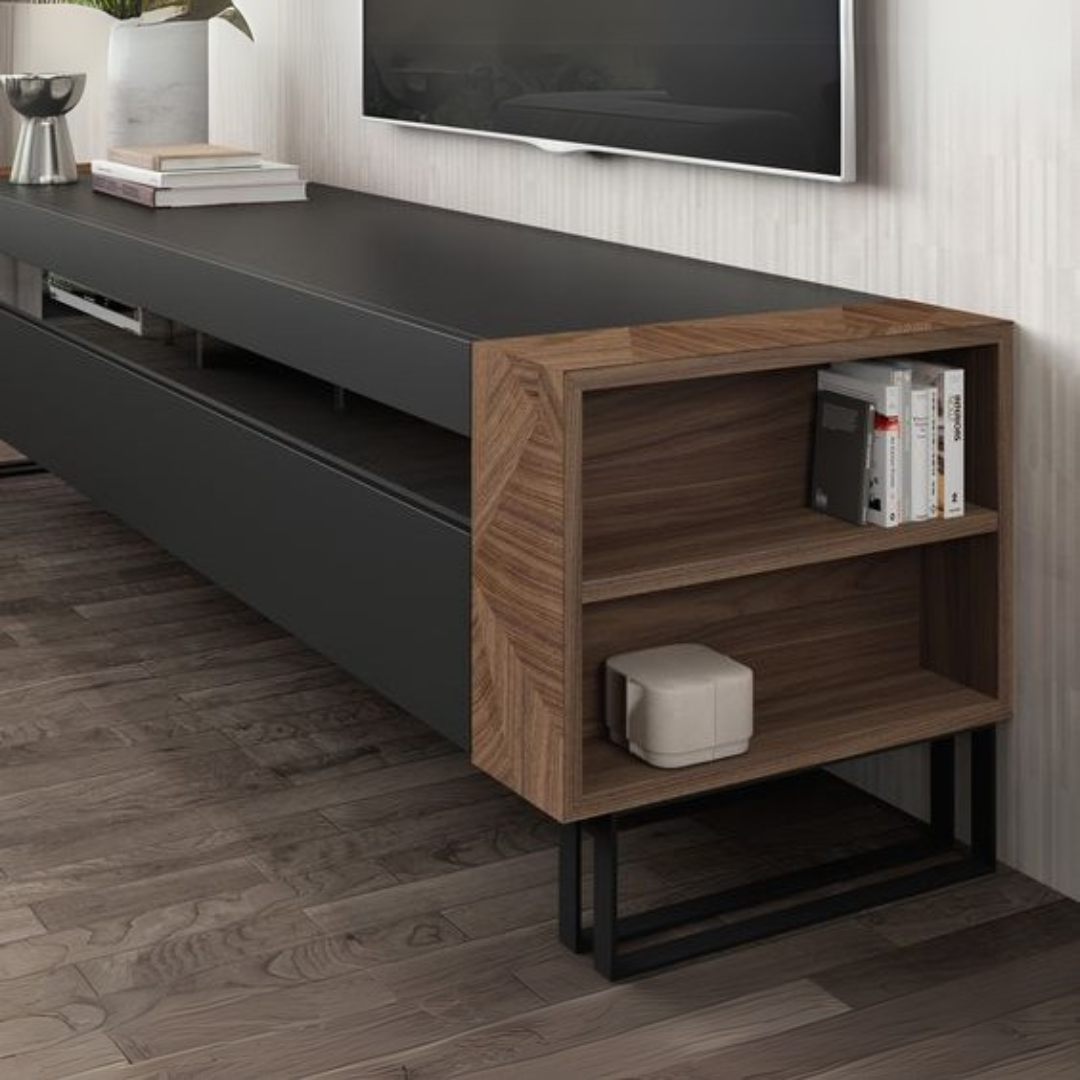 TV Unit – Black & Wooden, 160x40cm
