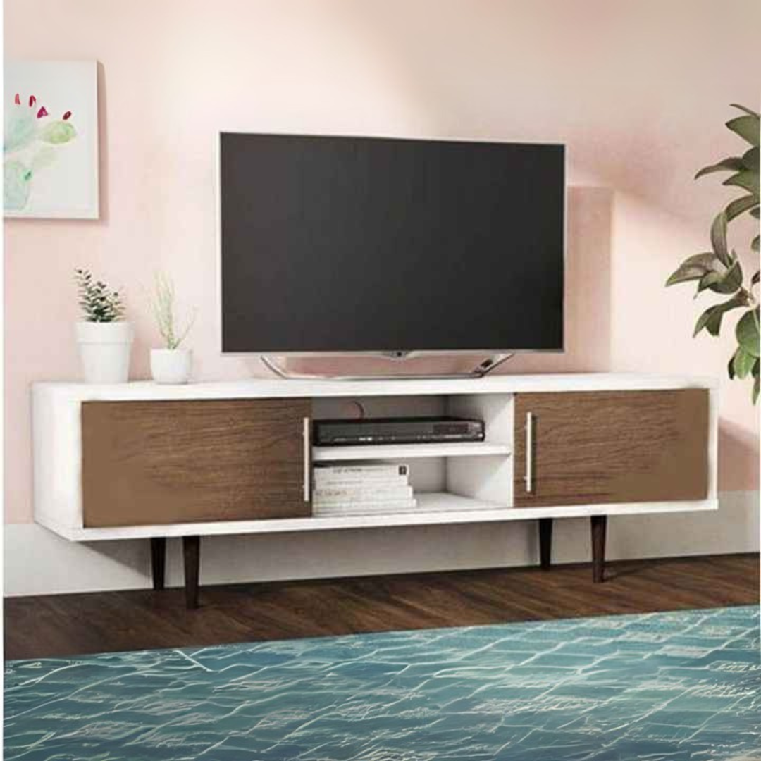 TV Unit – White & Wooden, 160x40cm