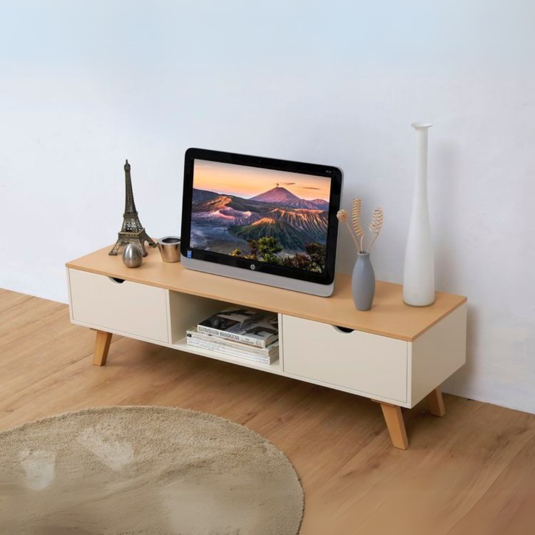 TV Unit – White & Wooden, 160x40cm