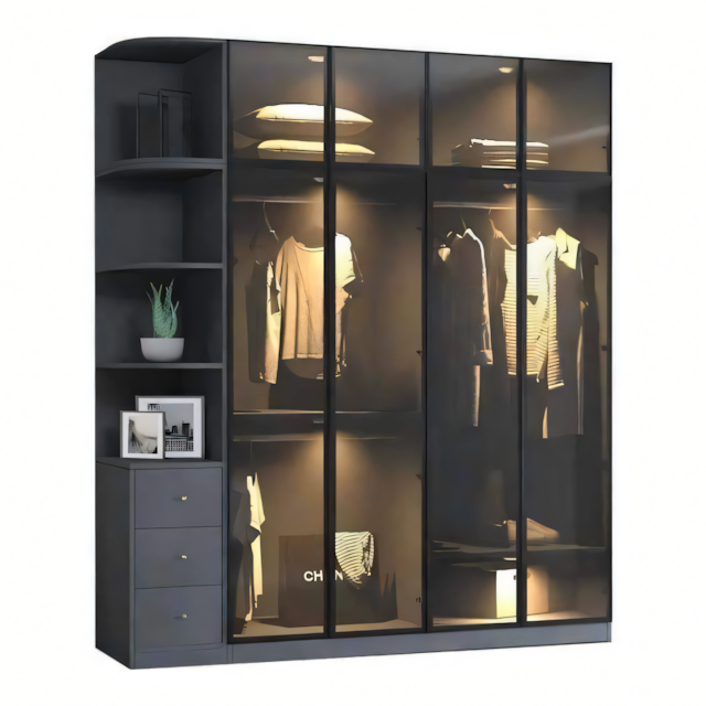 Spacious Wardrobe – Black, 180x50cm