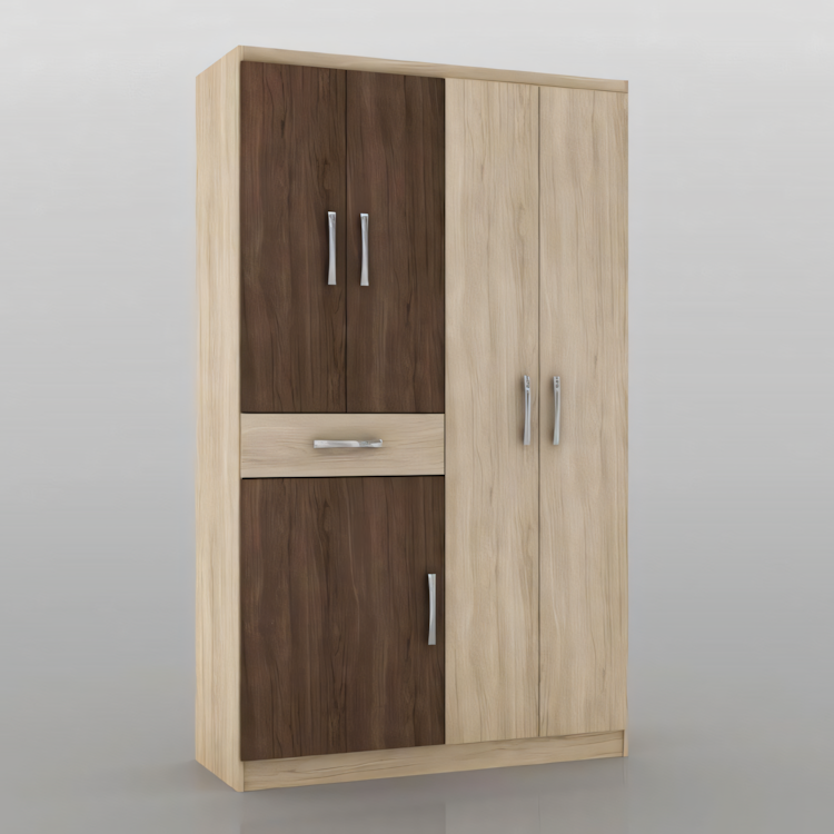 Compact Wardrobe – Brown & Grey, 120x50cm