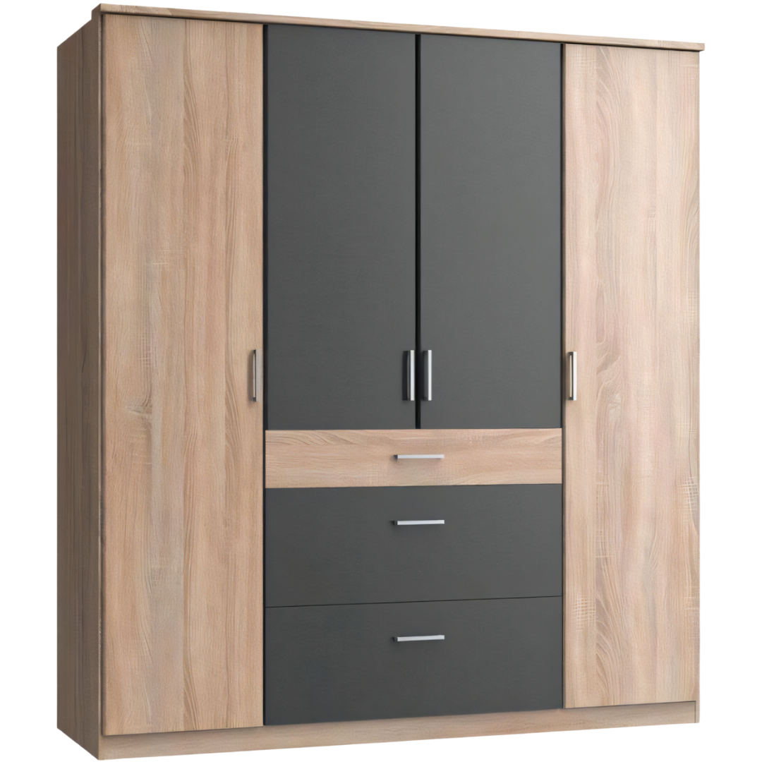 Wardrobe – Wooden & Black, 160x50cm