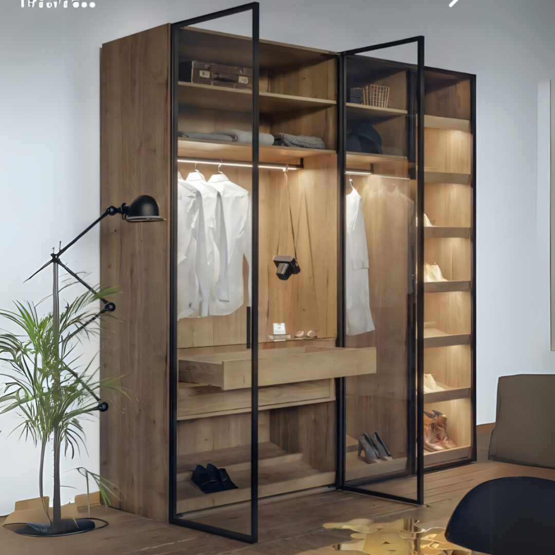 Wardrobe – Wooden & Black, 160x50cm