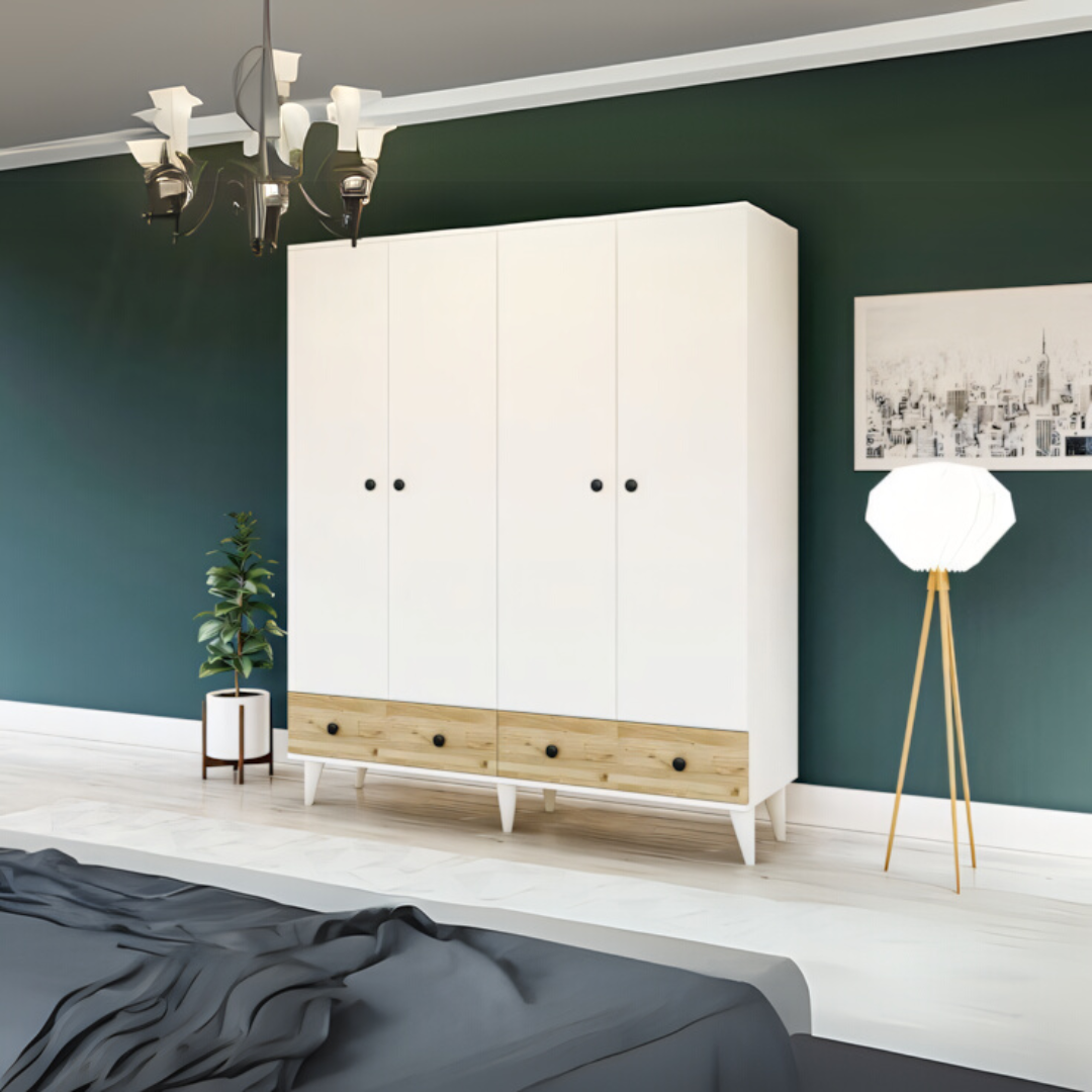 Wardrobe – Wooden & White, 160x50cm
