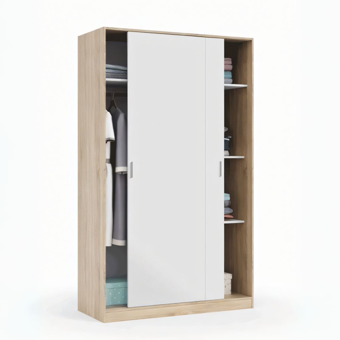 Compact Wardrobe – Wooden & White, 120x50cm