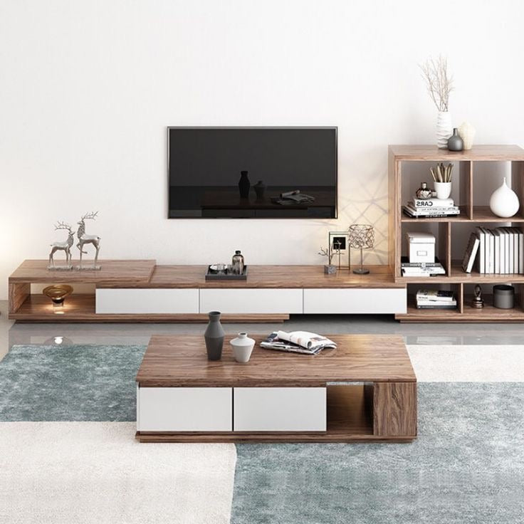 Living Room Set Wooden & White - 300 x 40 x 40 cm | SET46