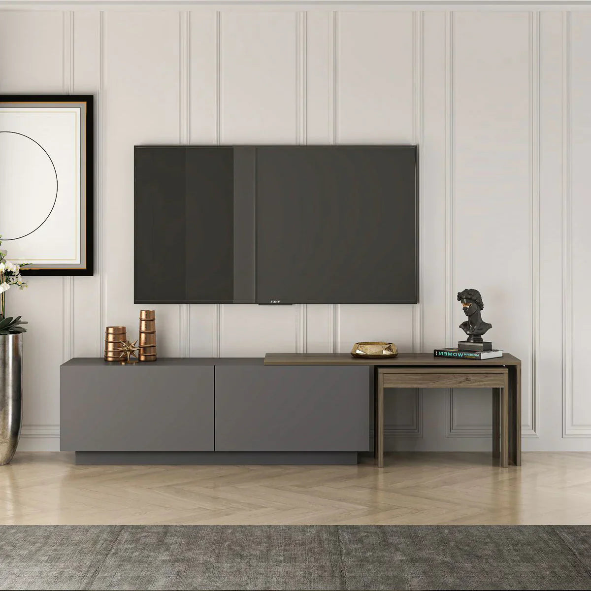 TV Unit – Grey & Wooden, 160x40cm