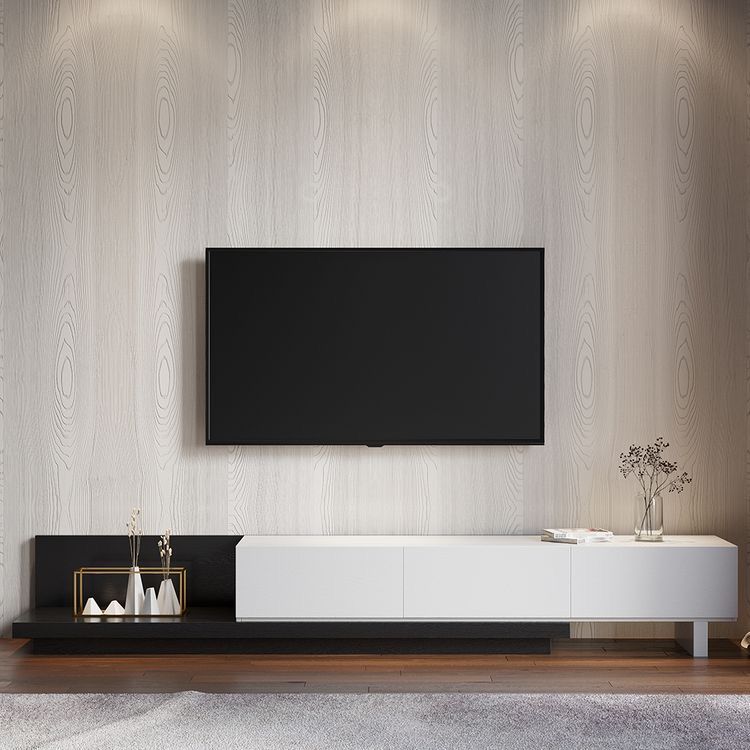 Large TV Unit – Black & Wooden, 240x40cm