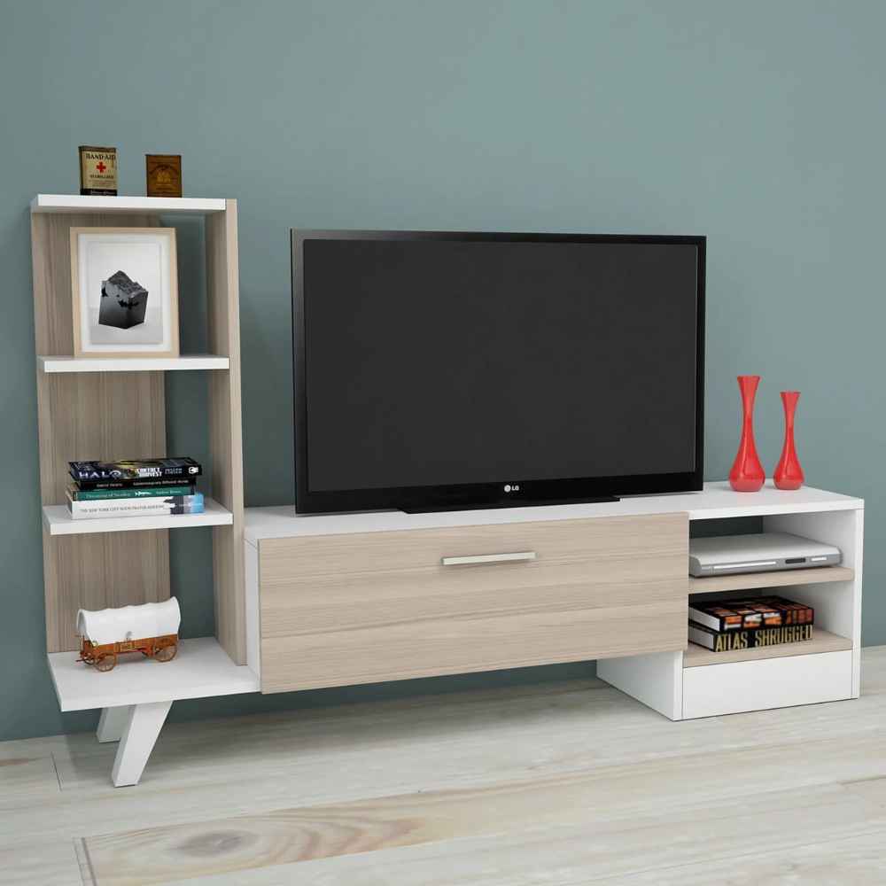 TV Unit – White & Wooden, 160x40cm