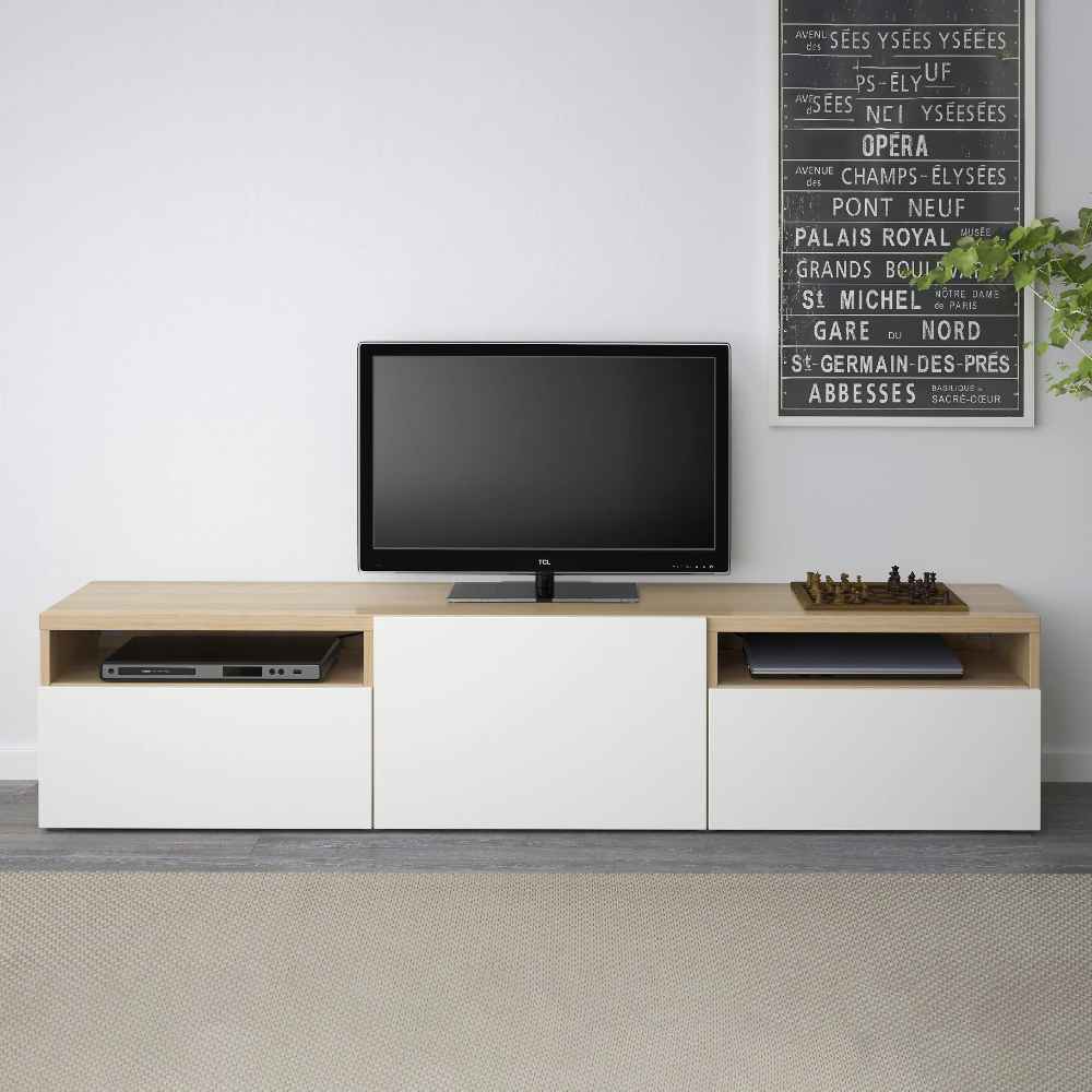 TV Unit – White & Wooden, 160x40cm