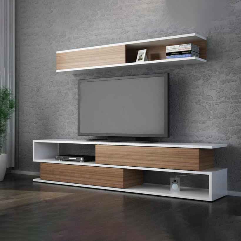 Tv Unit White & Brown - 160 x 40 x 40 cm | TV64