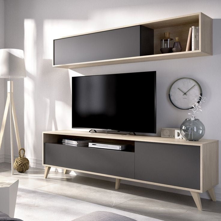 TV Unit – Black & Wooden, 150x40cm