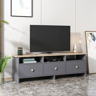 Compact TV Unit – Wooden & Grey, 140x40cm