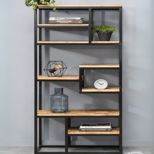 وحدة عرض خشبية وسوداء - 70 × 30 × 160 سم | DU11 