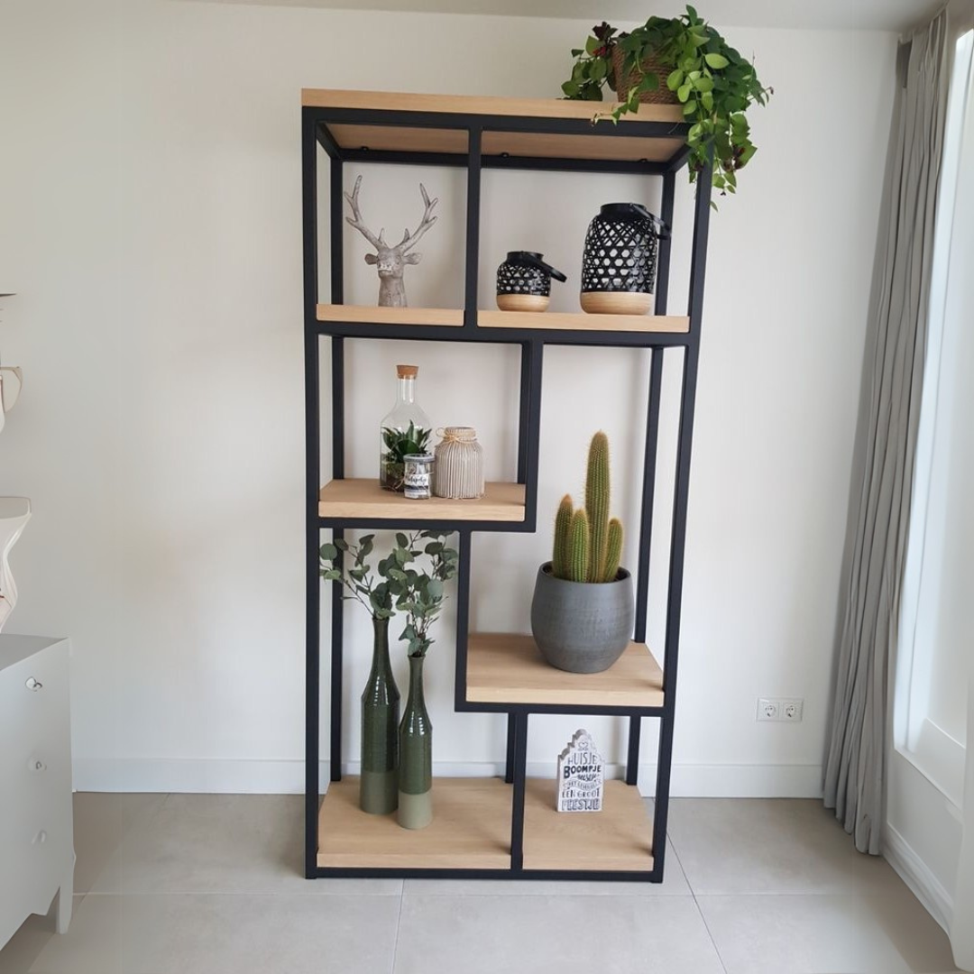 وحدة عرض خشبية وسوداء - 70 × 30 × 160 سم | DU12 