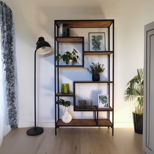 وحدة عرض خشبية وسوداء - 60 × 30 × 180 سم | DU16 