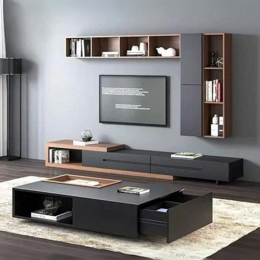 Table Set – Black & Wooden, 240x40cm
