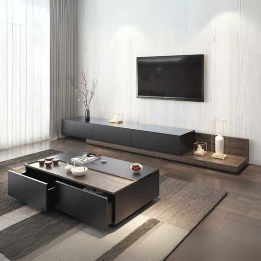 Living Room Set Black & Wooden - 240 x 40 x 40 cm | SET31