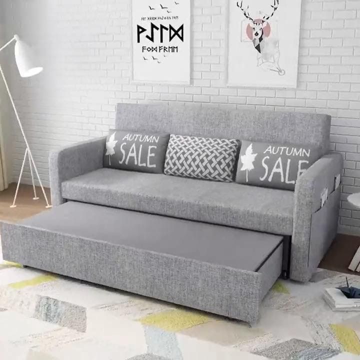 Compact Sofa Bed – Linen, 200x80cm