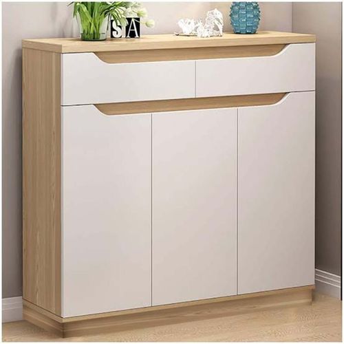 Large Shoe Rack – White & Wooden, 120x40cm