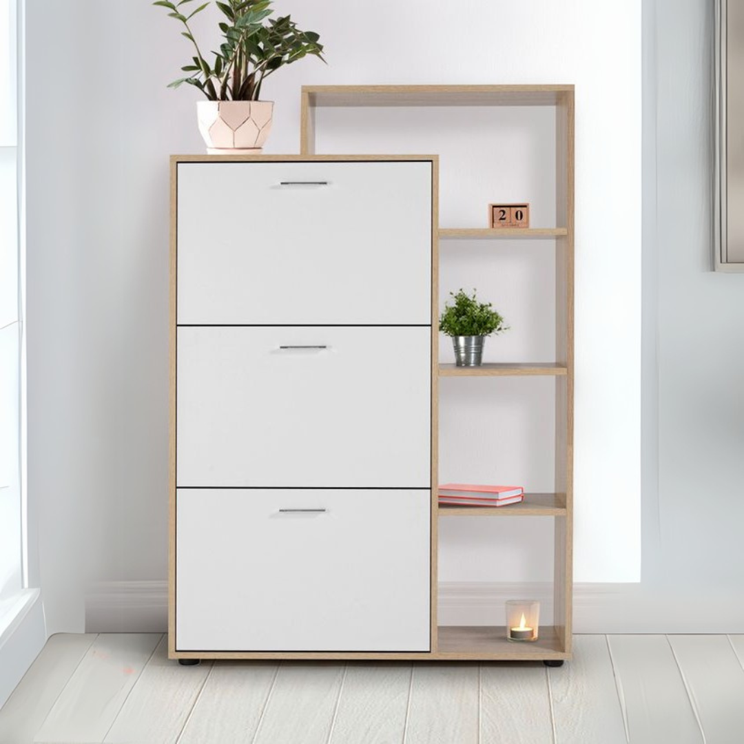 Shoe Rack – White & Wooden, 90x40cm