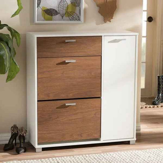 Shoe Rack – White & Wooden, 90x40cm