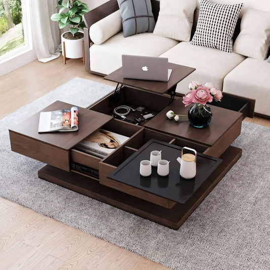 Side Table – Brown & Black, 70x70cm