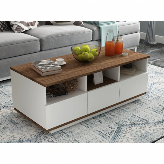 Large Side Table – White & Wooden, 120x50cm