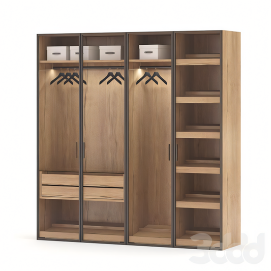 Wardrobe – Wooden & Black, 160x50cm