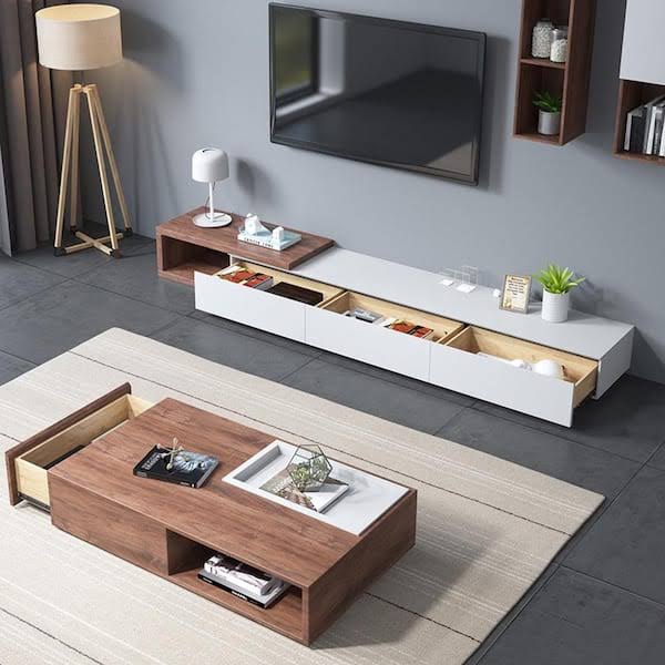 Table Set – White & Wooden, 240x40cm