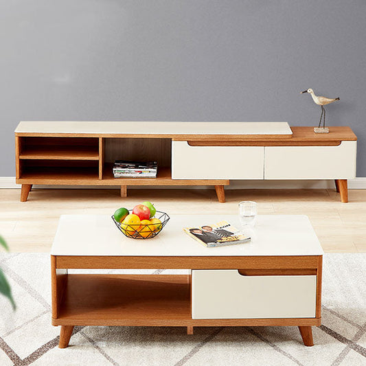 Table Set – White & Wooden, 180x40cm
