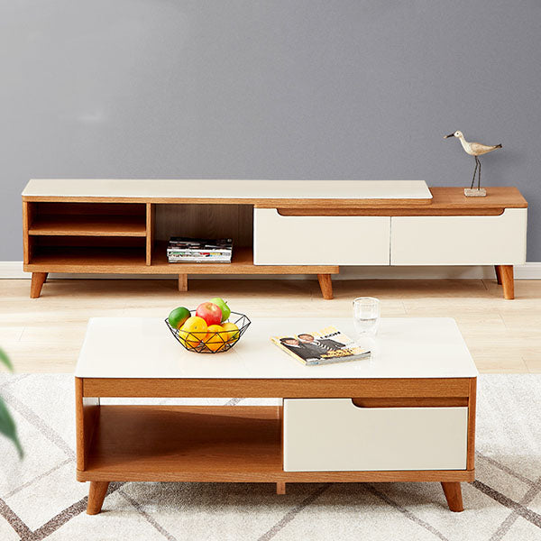 Living Room Set White & Wooden - 180 x 40 x 40 cm | SET5