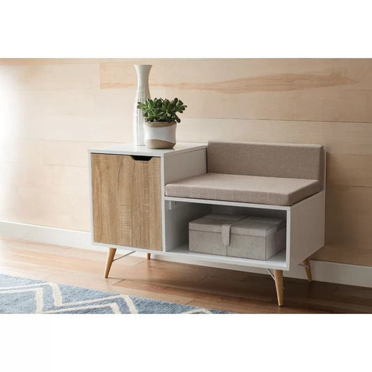 خزانة أحذية بيضاء وخشبية - 100 × 40 × 70 سم | SU63 