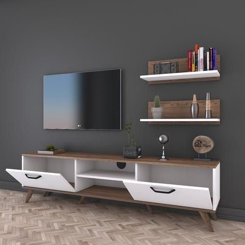 TV Unit – White & Wooden, 160x40cm