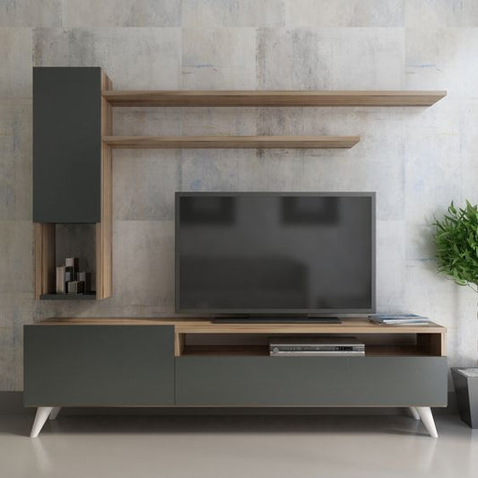 TV Unit – Black & Wooden, 160x35cm