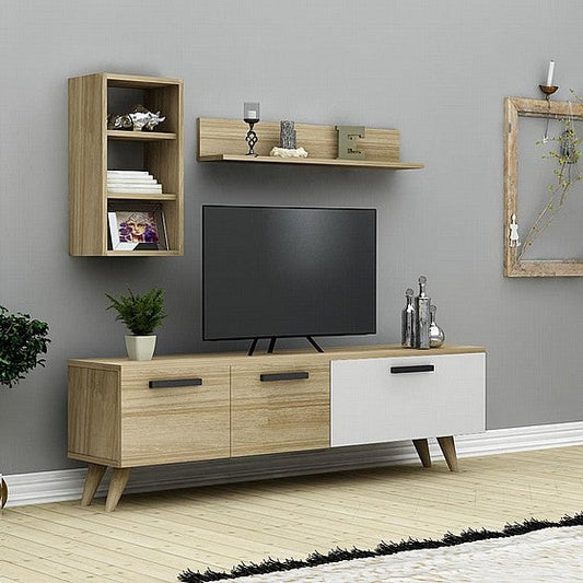 TV Unit – White & Wooden, 160x40cm