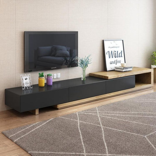 Large TV Unit – Black & Wooden, 220x40cm