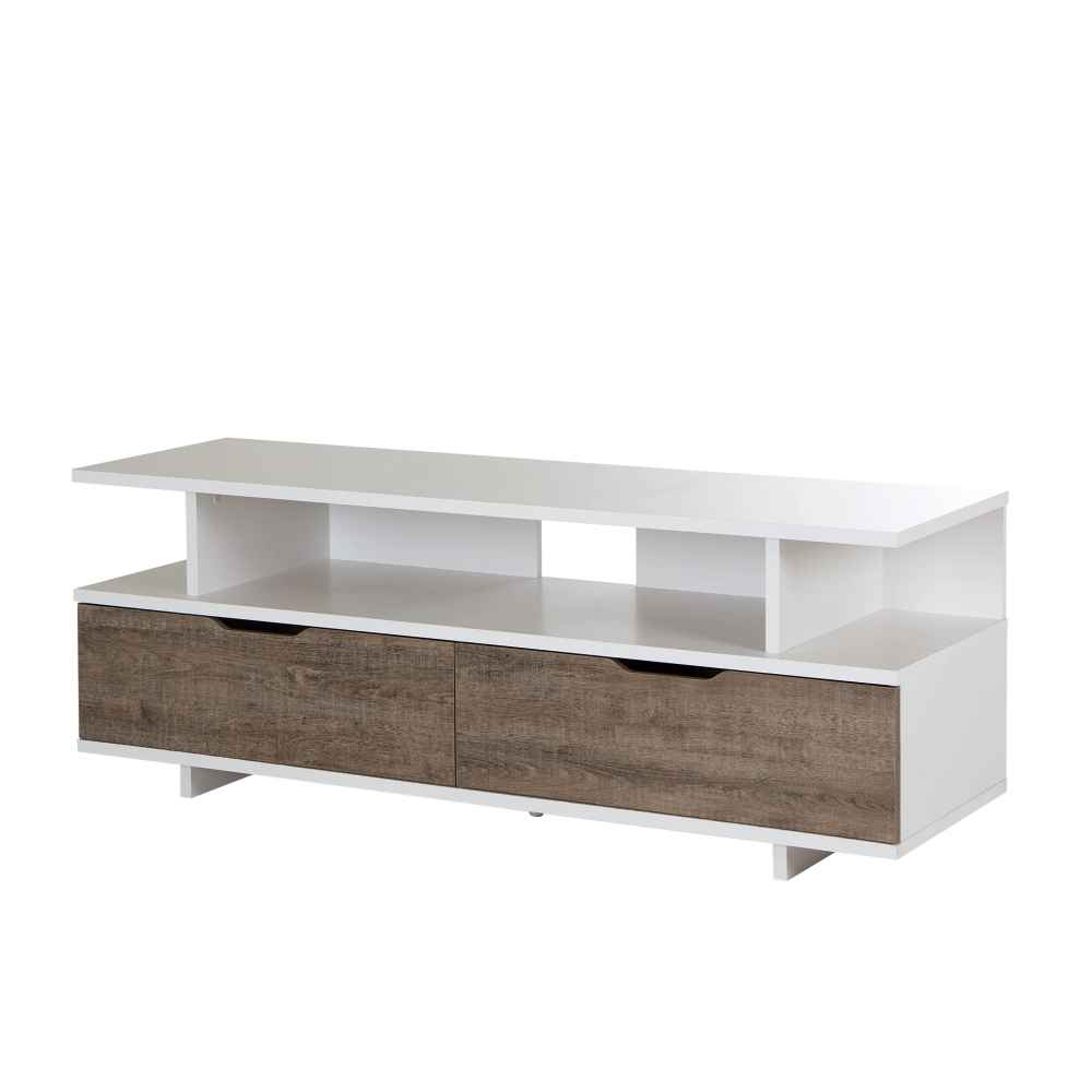 Compact TV Unit – White & Wooden, 140x40cm
